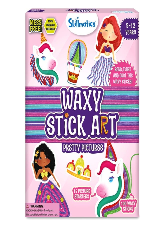 سكيلماتيكس مجموعة سكيل ماتيكس الفنية باستخدام أعواد الشمع - 100 عود شمع قابل للثني وإعادة الاستخدام لمتعة إبداعية خالية من الفوضى، صور جميلة مع وحيدات القرن والأميرات، هدايا إبداعية للبنات والأولاد من سن 5 إلى 12 عامًا - Image 1